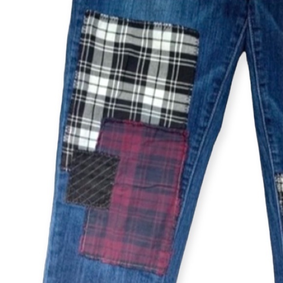 PAIGE JIMMY JIMMY PATCH PLAID BOYFRIEND JEANS SIZE 28 - Picture 7 of 13